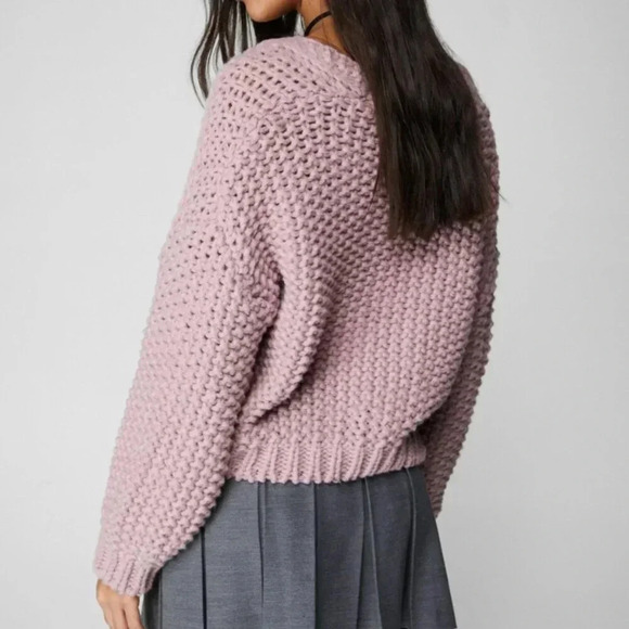 Nasty Gal Lilac Chunky Knit Cardigan - Picture 3 of 7